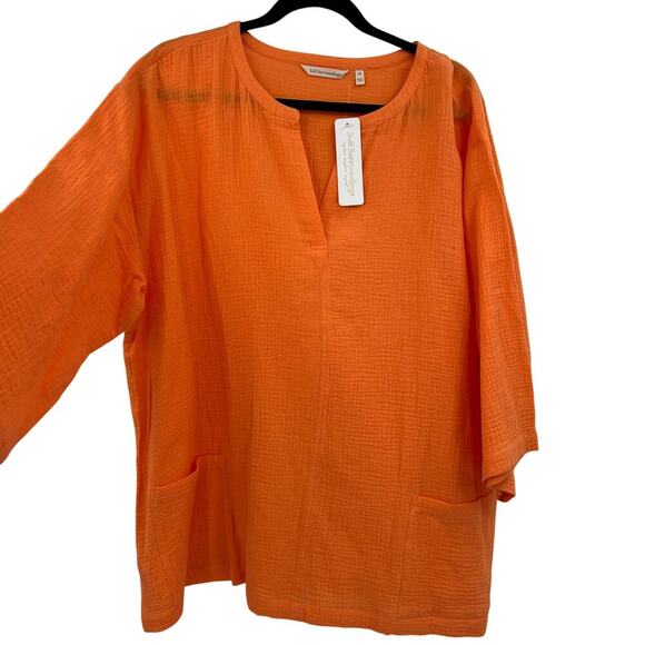Soft Surroundings NWT Orange Gauze Popover Pockets Size 1X - Picture 3 of 7